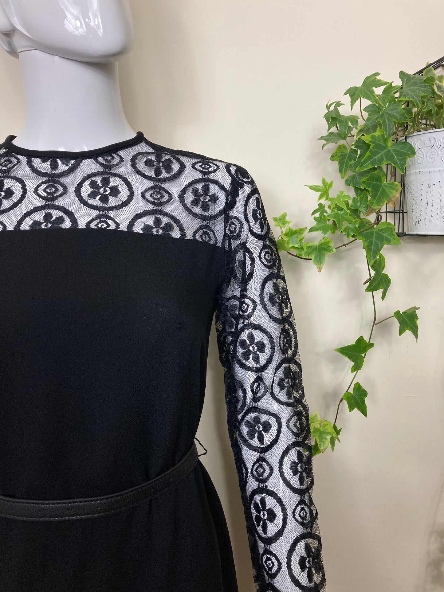Mini Black Dress With Lace Details