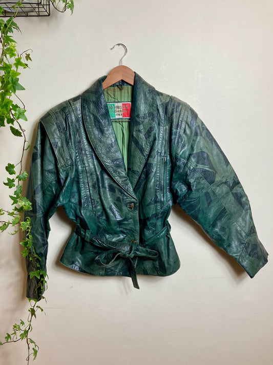 Green Leather Jacket Made in Italy