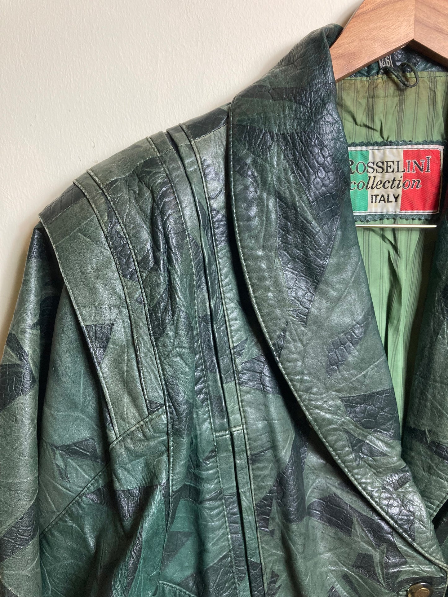 Green Leather Jacket Made in Italy