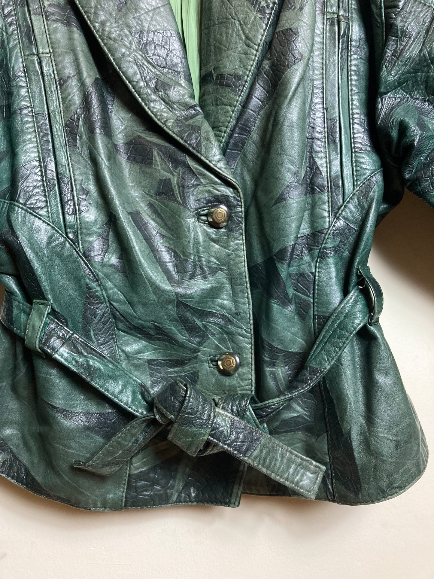 Green Leather Jacket Made in Italy