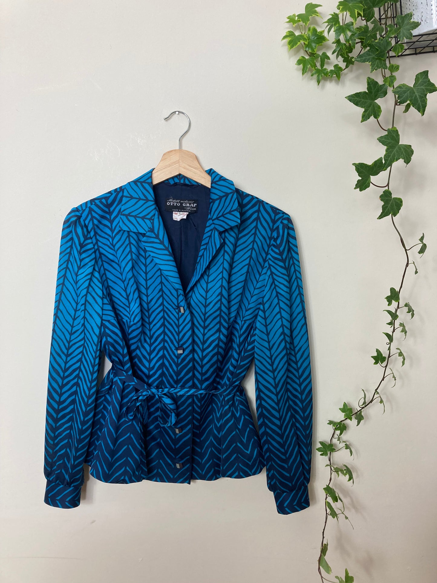 80s Blue Geometric Pattern Shirt