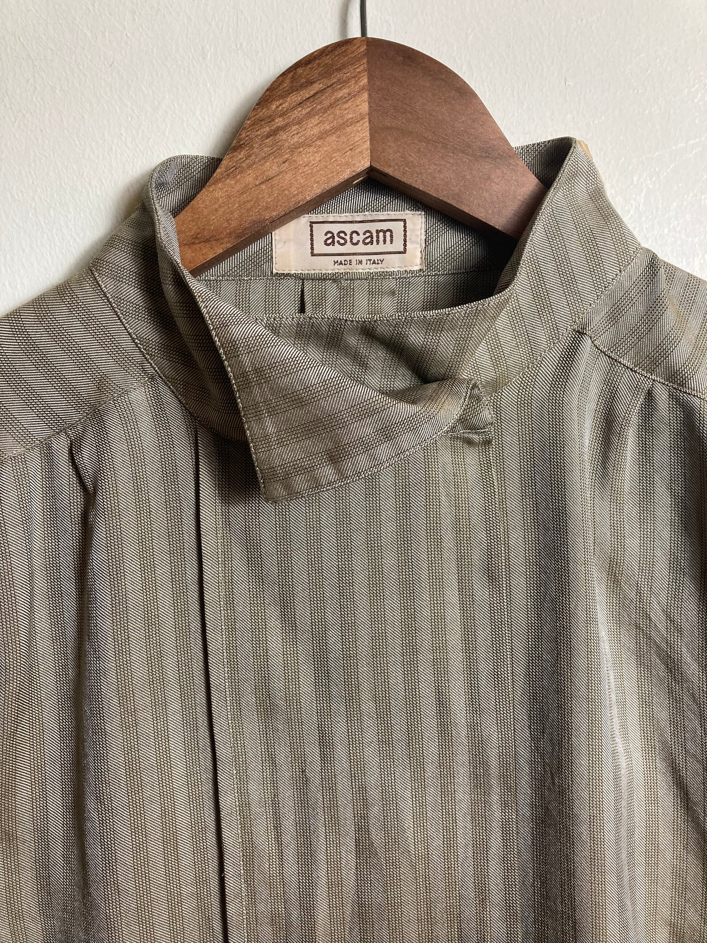 80s Grey Vertical Striped Shirt Made in Italy