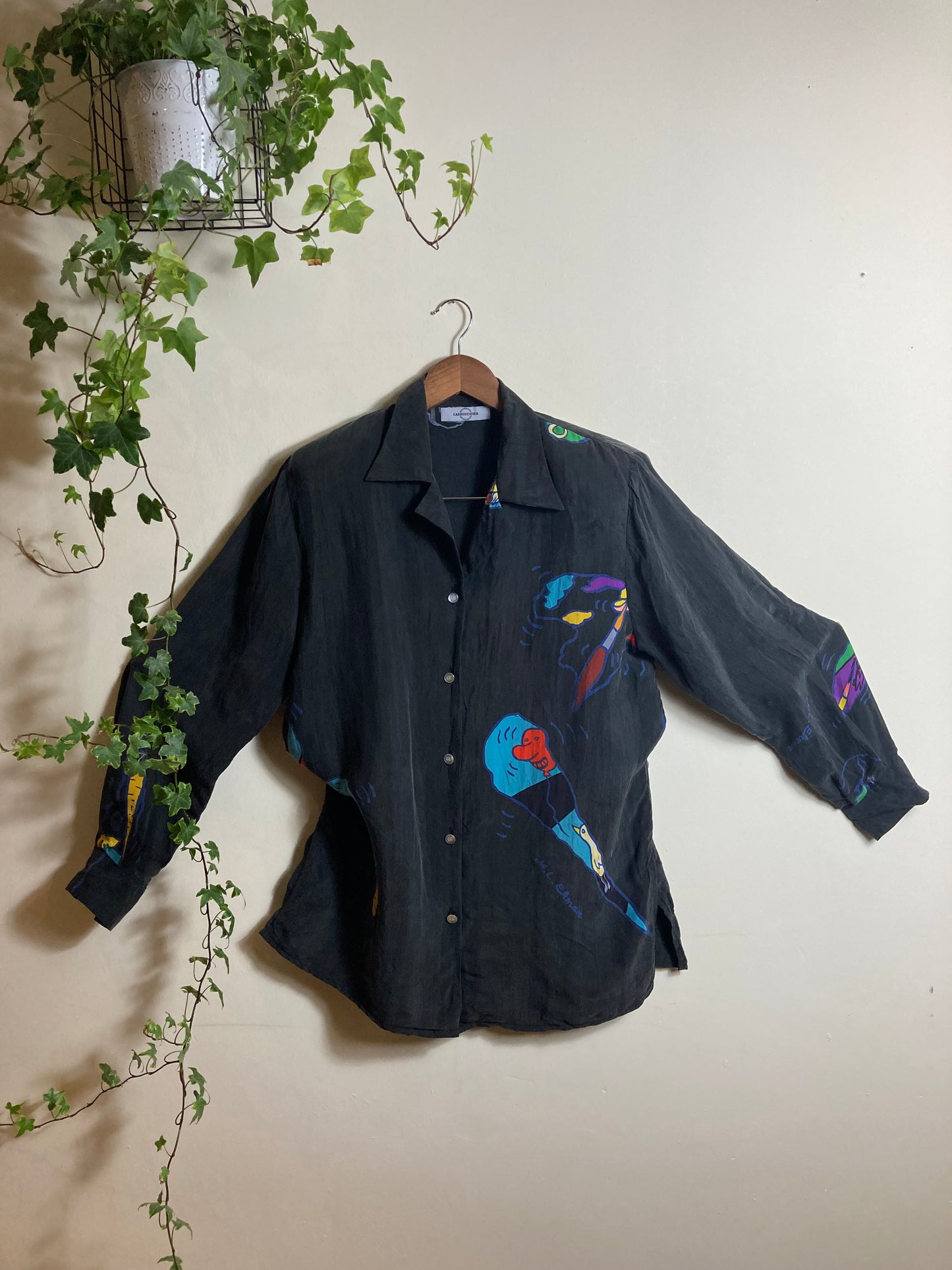 Oversize 80s Silk Shirt Made in Italy M L. Ekman