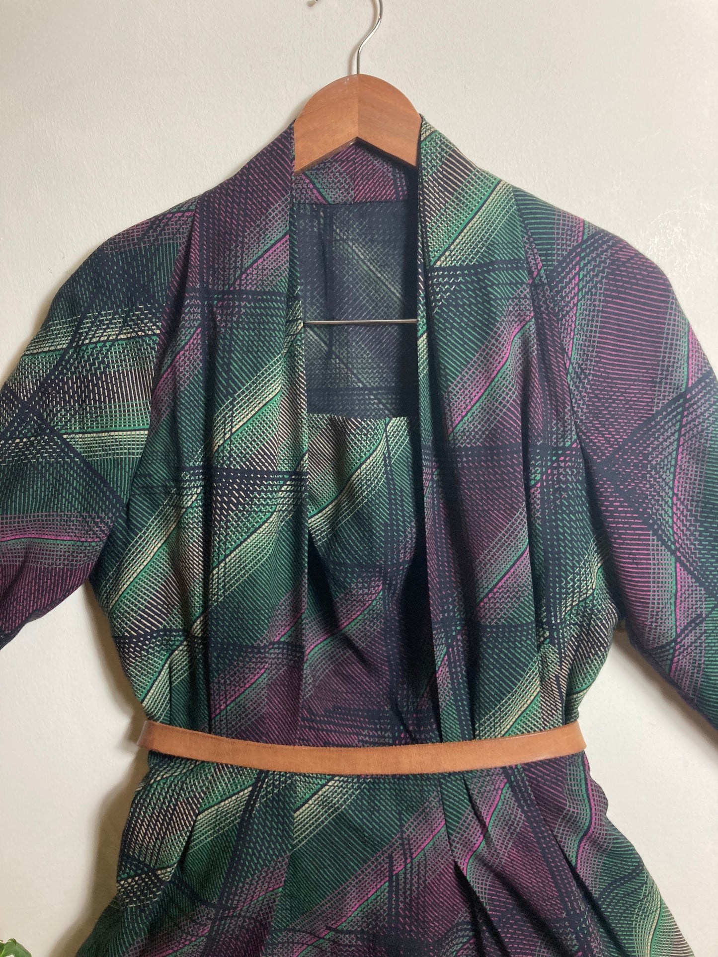 Purple and Green Tartan Dress, Tailored, High-Quality Fine Wool