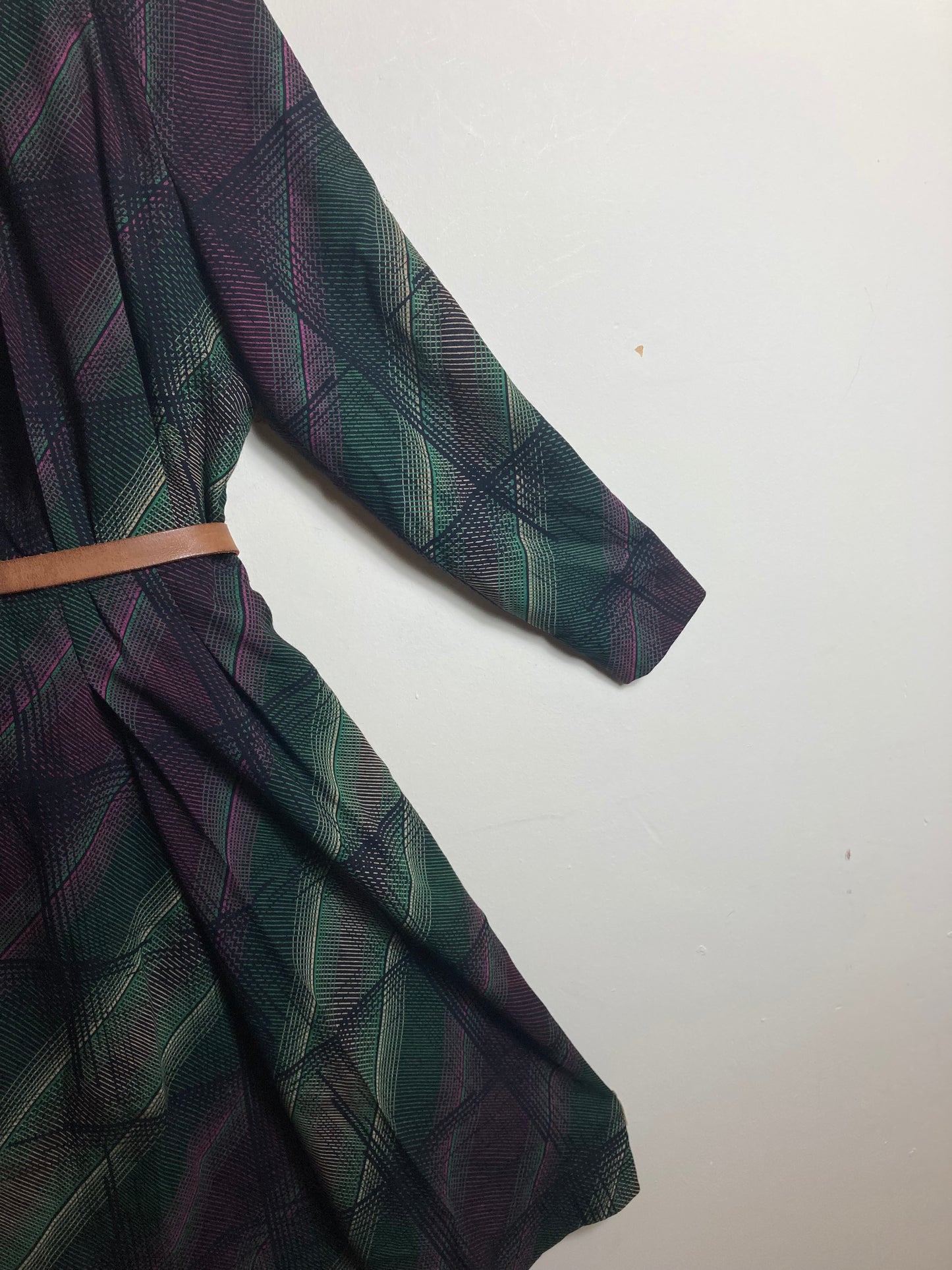 Purple and Green Tartan Dress, Tailored, High-Quality Fine Wool