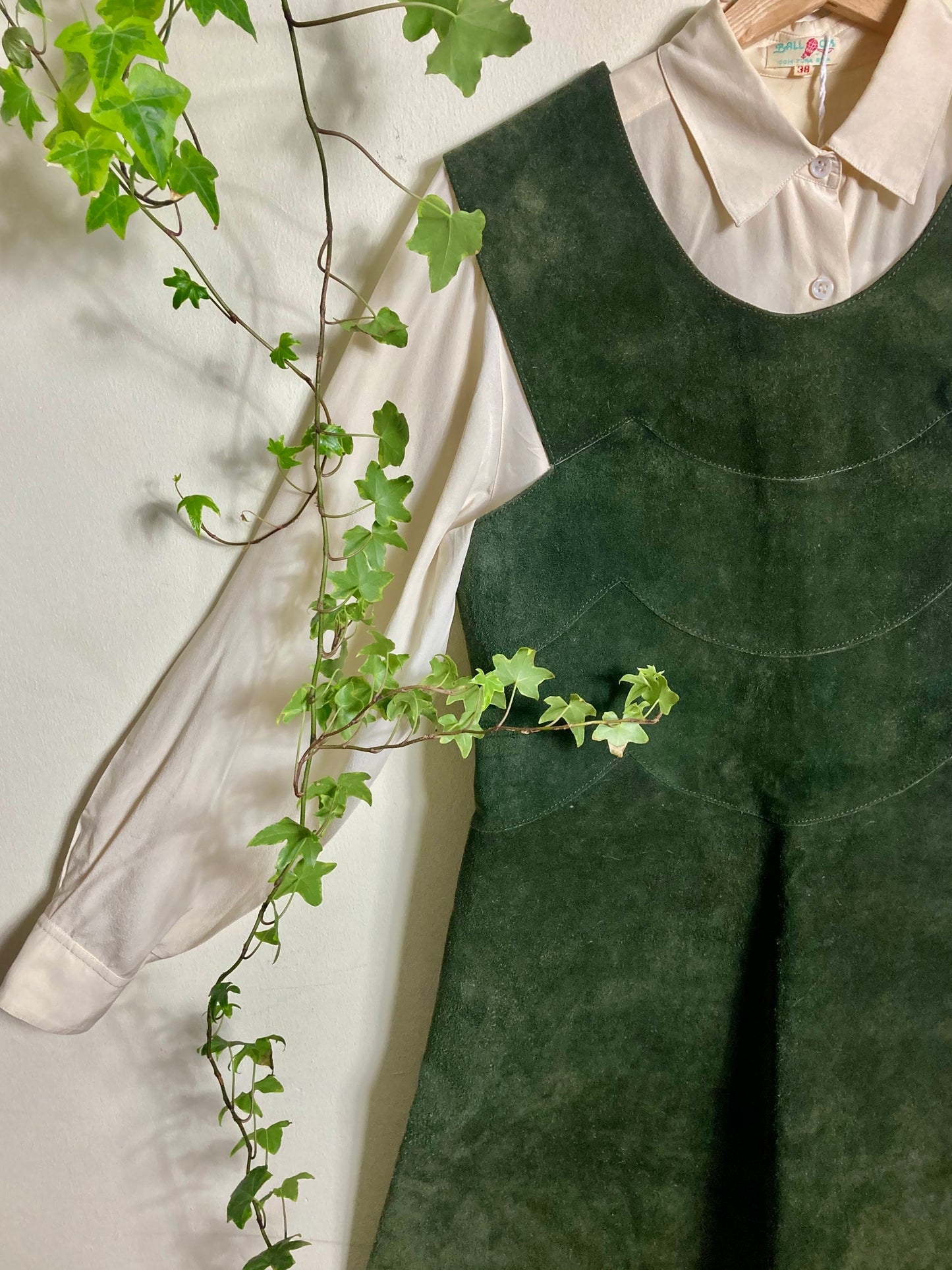 Mini Dark Green Suede Leather Dress