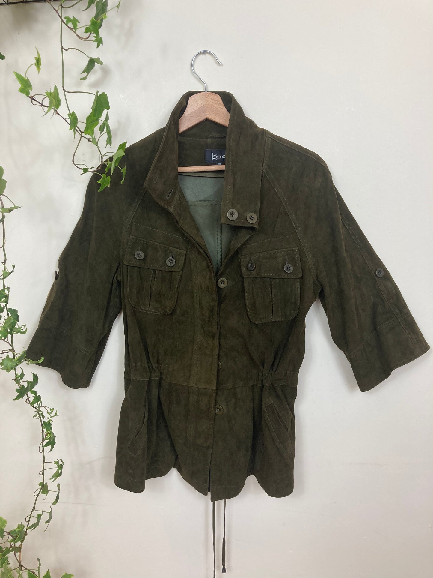 Suede Jacket in Dark Olive green