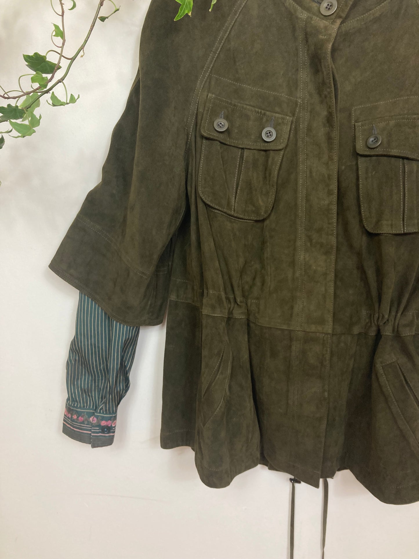 Suede Jacket in Dark Olive green