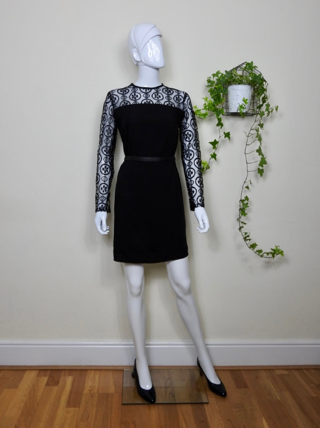 Mini Black Dress With Lace Details